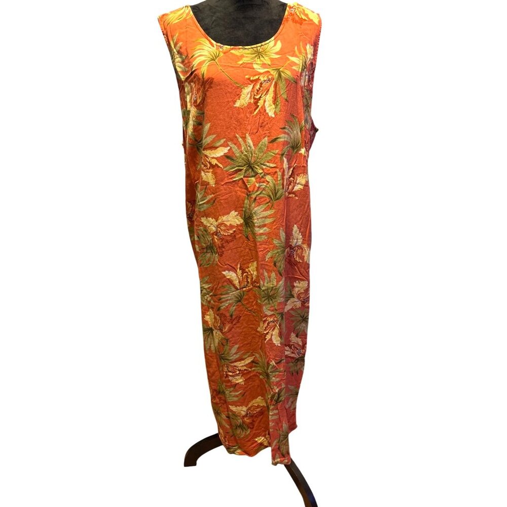 Sag Harbor Womens Tropical Floral Maxi Sleeveless Dress 3X Beach Lightweight